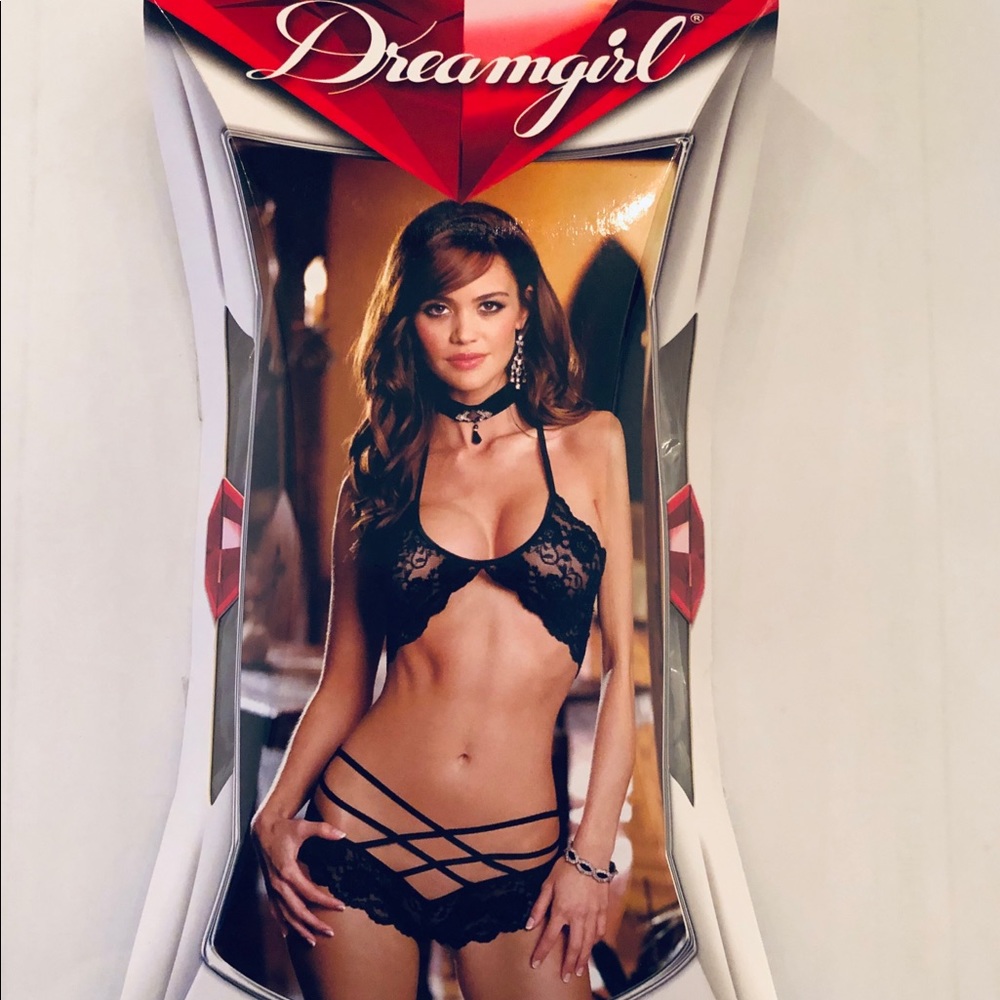 Dreamgirl Black Stretch Lace Bra Matching Bottom
